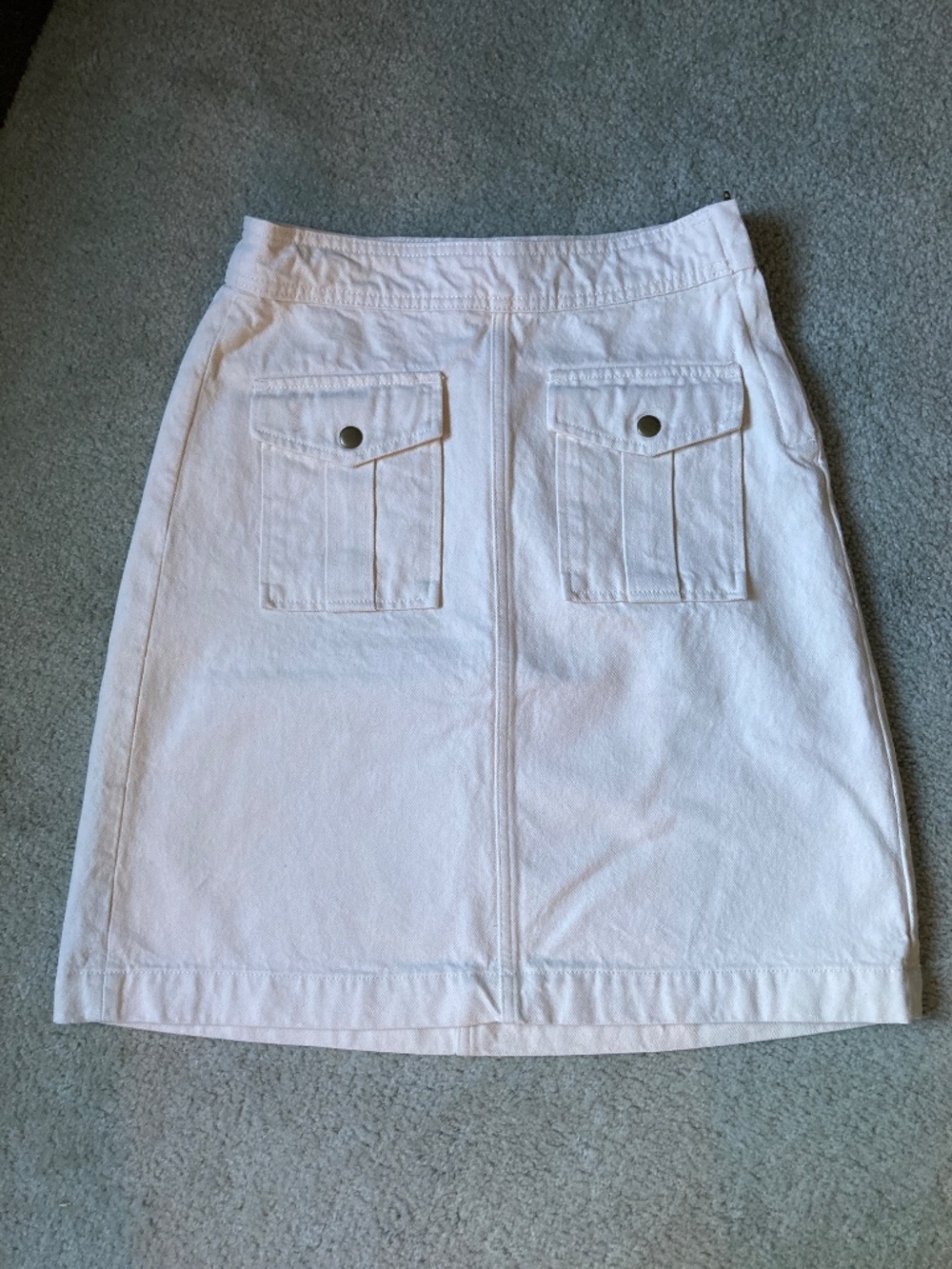J Crew Women's Size 26 (2) Flap Pocket Denim Skirt in Ecru 100% Cotton